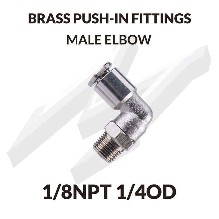 Brass Push-in Fittings Male Elbow 1/8NPT 1/4OD