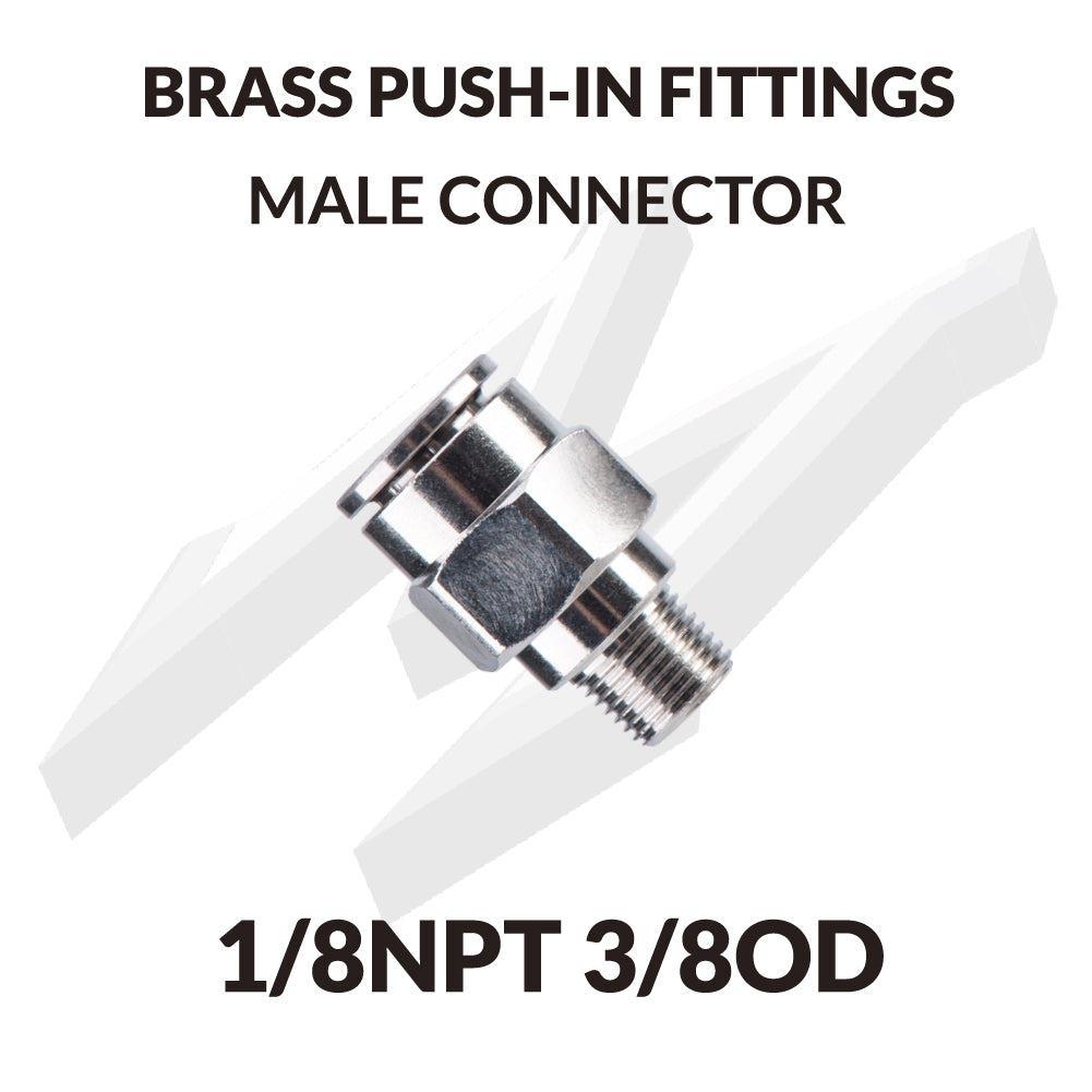 Brass Push-in Fittings Male Connector 1/8NPT 3/8OD