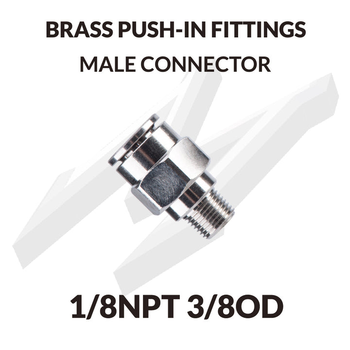 Brass Push-in Fittings Male Connector 1/8NPT 3/8OD