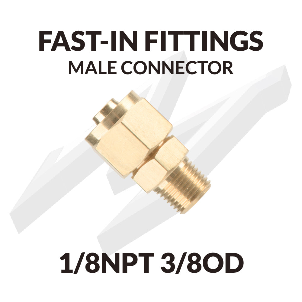 Fast-in Fittings Male Connector 1/8NPT 3/8OD