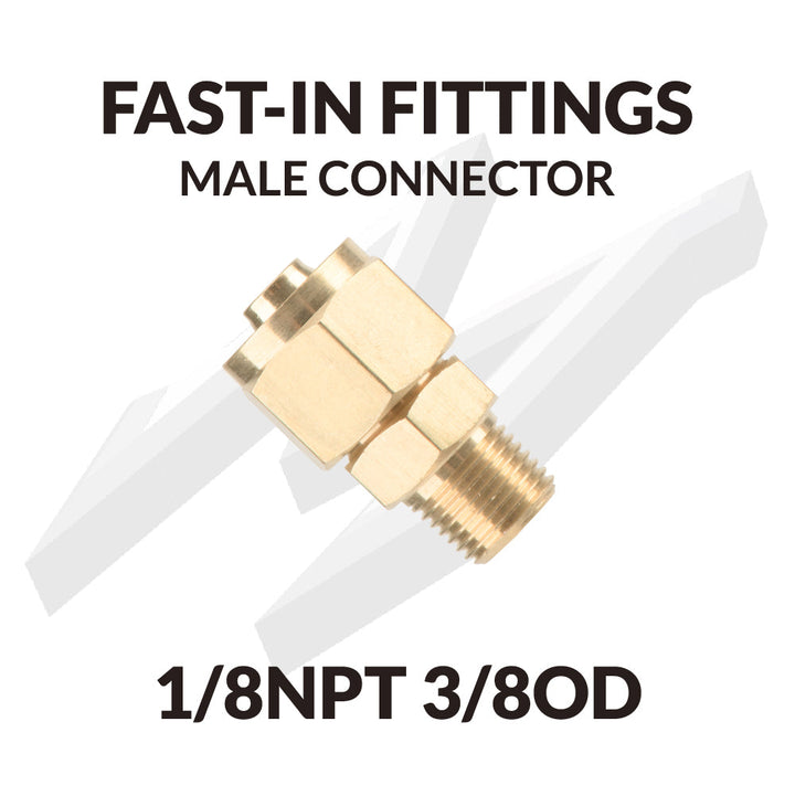 Fast-in Fittings Male Connector 1/8NPT 3/8OD